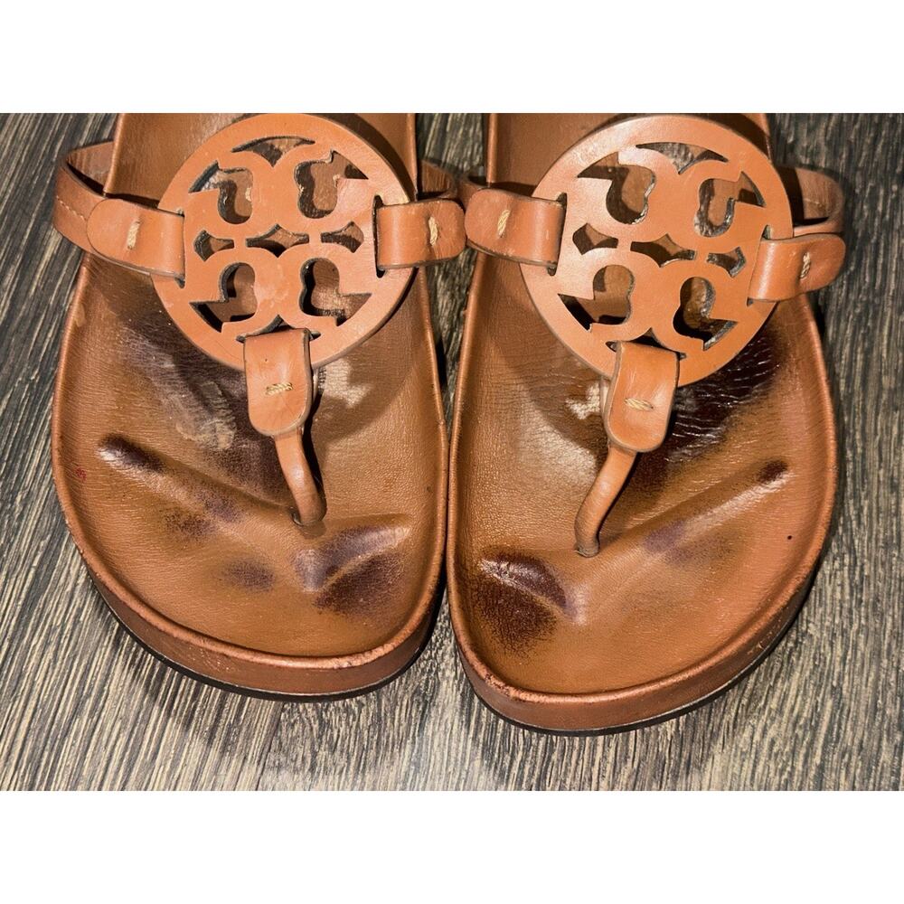 Tory Burch Miller Cloud Women's Sandals Aged Camello 7 Shoes Brown Leather - Picture 10 of 15
